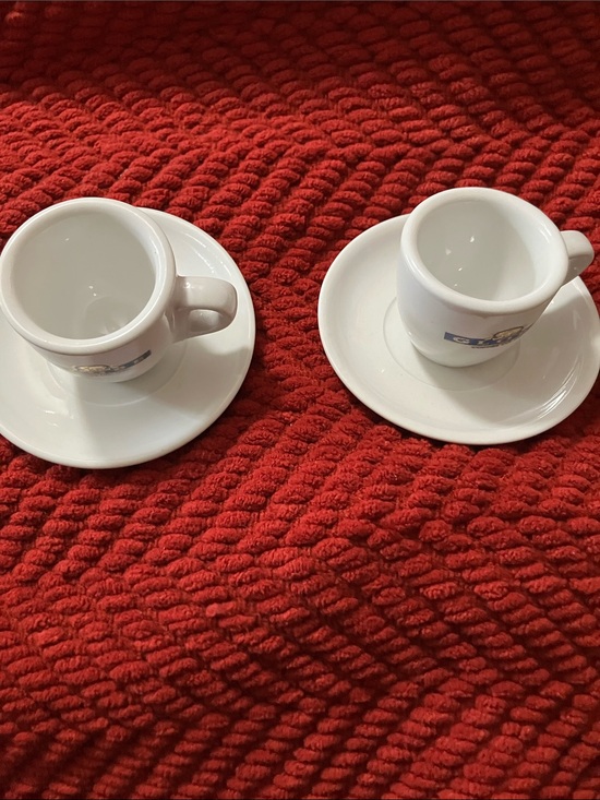 Globe Accessories - White Porcelain Espresso Cups with Saucers - Set of 4